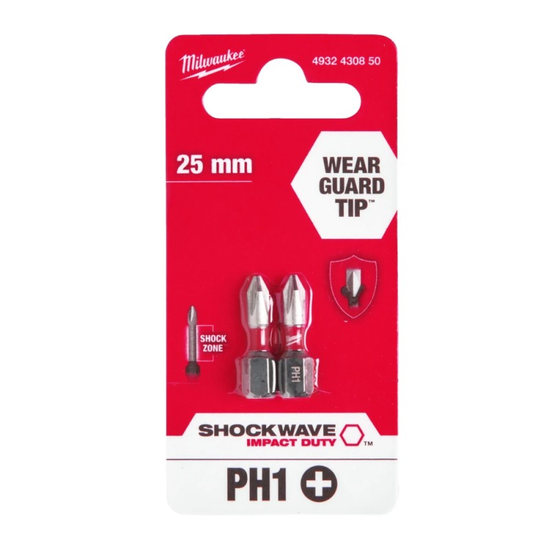 Bity udarowe Milwaukee Shockwave Impact Duty™ PH1 25mm 2szt